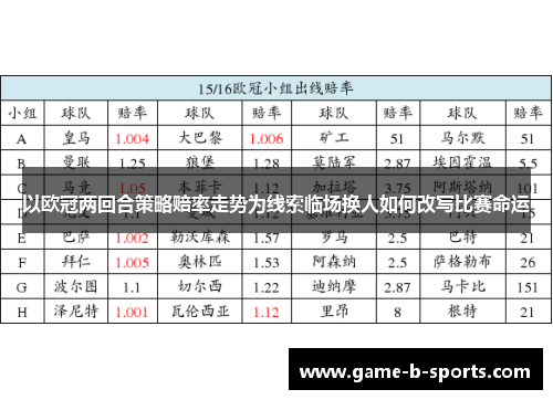 以欧冠两回合策略赔率走势为线索临场换人如何改写比赛命运