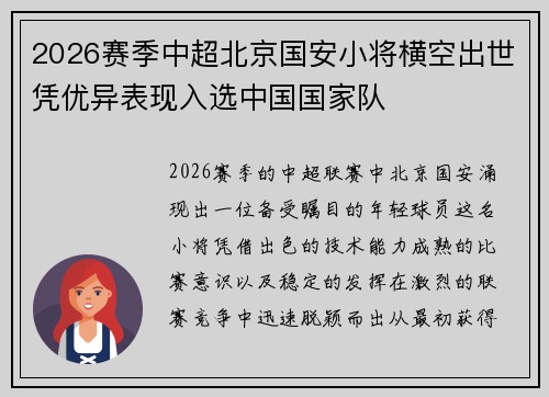 2026赛季中超北京国安小将横空出世凭优异表现入选中国国家队
